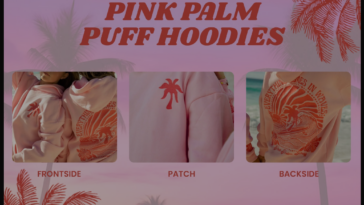 Palm Puff Pink Fleece Hoodie