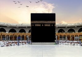 large building with large black structure middle it mecca kaaba 1