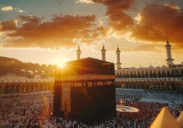 view kaaba dawn mecca with throng muslims encircling structure generative ai 1 1