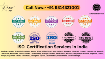 ISO Certification Services in India A Star Legal Associates 91 9314321001