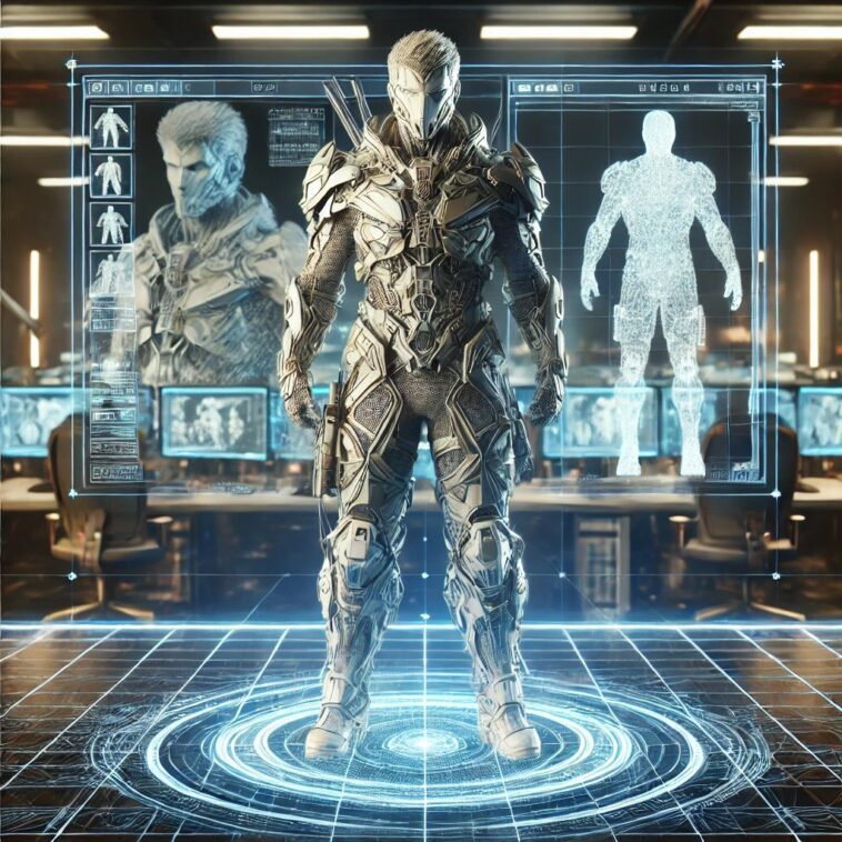 DALLE2025 02 2616.31.02 Adetailed3D renderedimageofafuturisticvideogamecharacterstandinginahigh techenvironment.Thecharacterishighlydetailedwithrealistic ezgif.com webp to jpg converter