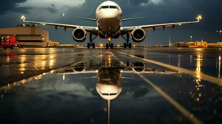 ai generated flight airplane airport background photo 2