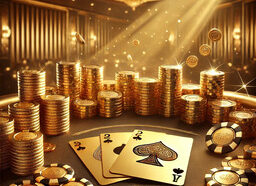 DALL%C2%B7E 2025 03 05 14.58.34 A luxurious Teen Patti card game scene with a golden theme. The image features a poker table with three playing cards Teen Patti style surrounded b 1