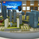 How do models represent relationships between villas and amenities 9 architectural scale model real estate